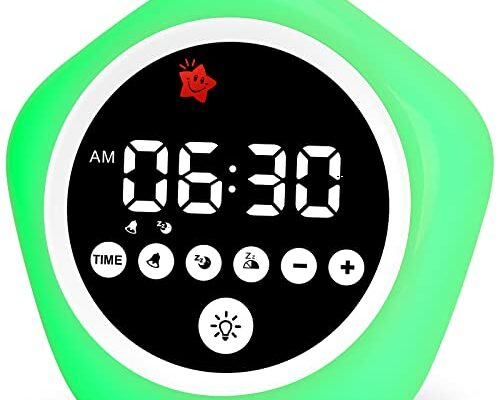 ANNNGUL Kids Alarm Clock, Ok to Wake Clock with Green Light Red Light, Toddler Sleep Training Clock for Children