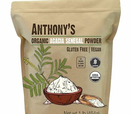 Anthony's Organic Acacia Senegal Powder, 1 lb, Batch Tested Gluten Free, Non GMO, Soluble Fiber, Prebiotic