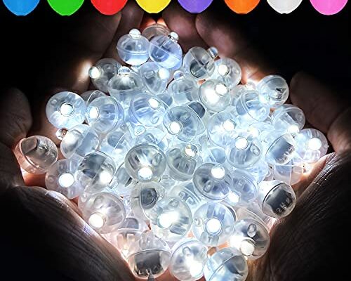 Aogist 100pcs White Balloon Lights,Long Standby Time Waterproof Mini Light,Battery Powered,Round LED Ball Lamp for Latex Balloon Paper Lantern Party Wedding Festival Christmas Halloween Decorative