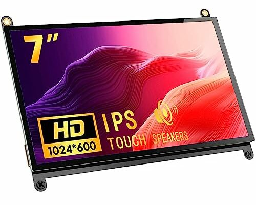 ApexMaker 7 inch Screen for Raspberry Pi, Touchscreen Monitor, 1024X600 Upgrade IPS FHD LCD Screen Display, Dual-Speaker, USB HDMI Portable Monitor for Raspberry Pi 4B/3B+/ZeroW/3B/Zero/2B/A+/B+/A/B