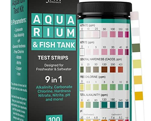 Aquarium Test Strips - 9-in-1 Aquarium Test Kit with eBook - Aquarium Water Test Kit with Quick and Accurate Fish Tank Test Strips - 100 Test Strips by JNW Direct