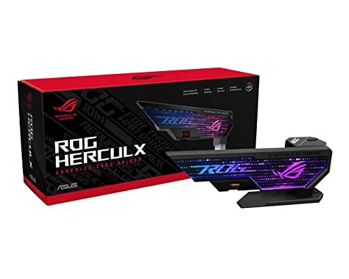 ASUS ROG Herculx Graphics Card Anti-Sag Holder Bracket (Solid Zinc Alloy Construction, Easy Toolless Installation, Included Spirit Level, Adjustable Height, Wide Compatibility, Aura Sync RGB)