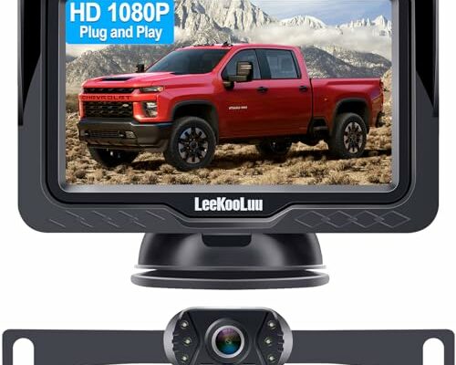 Backup Camera Easy Setup Plug-Play: HD 1080P No-Delay Waterproof - Clear Night Vision Rear View Camera with Monitor for Car Truck SUV - LK3