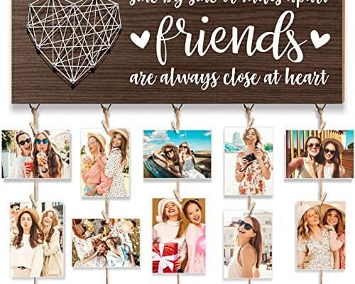 Best Friend Birthday Gifts for Women Teen Girls, Christmas Gifts for Best Friend Picture Frame, Long Distance Friendship Gifts for BFF Besties Sister Photo Holder Hanging Photo Display Collage Frame