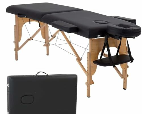 BestMassage Massage Bed Portable Massage Table 2 Fold Lash Bed Heigh Adjustable SPA Bed 24 in Wide Salon Face Cradle Bed with Non-Woven Bag for Spa Footmassage Facial CareSpa Tattoo