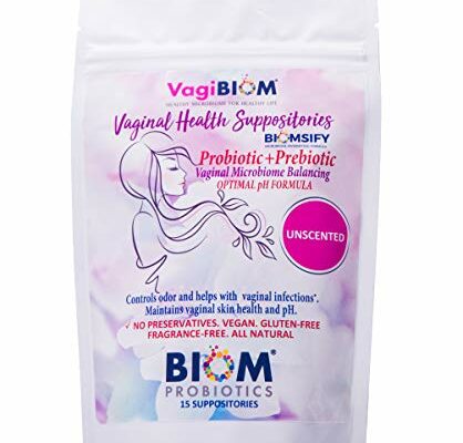 Biom Vaginal Probiotic Suppository: Natural Vaginal pH and Odor Control Regimen; Balance and Nourishes Vaginal Lactobacillus Flora ; No Parabens, Fragrance-Free (15)