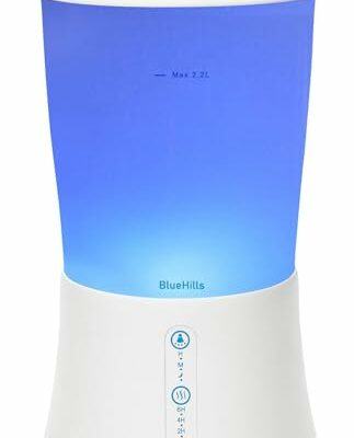 BlueHills Large 2000 ML XL Essential Oil Diffuser Premium Aromatherapy Humidifier for Big Room Home Long Run Extra Large Capacity for Huge Area 2 Liter 2L Color Changing Lights Cool High Mist White-S1