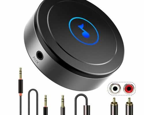 Bluetooth Receiver, Bluetooth Audio Adapter for Home Stereo, Speaker with AUX 3.5mm / RCA Input, Low Latency and HD Audio, Pair with Phone, PC, TV, Dual-Device Connection