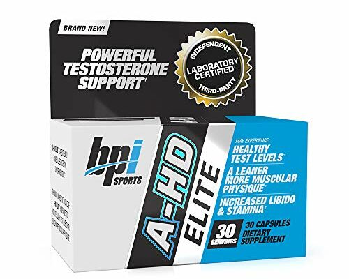 BPI Sports A-HD Elite – Men’s Powerful Testosterone Booster – Natural Stamina, Strength, Sexual Support – Increases Metabolism – Fat Burning – Strength – Muscle – 30 Servings – 500mg