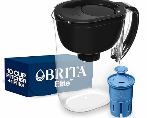 Brita Everyday Elite Water Filter Pitcher with SmartLight Filter Change Indicator, BPA-Free, Reduces 99% of Lead, Lasts Six Months, Includes 1 Filter, Large - 10-Cup, Black