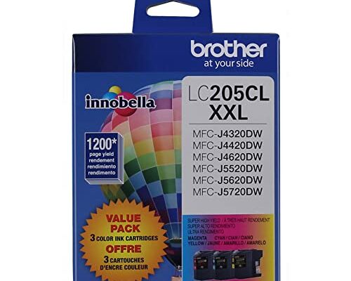 Brother Genuine Super High Yield Color Ink Cartridge, LC2053PKS, Replacement Color Ink Three Pack, Includes 1 Cartridge Each of Cyan, Magenta & Yellow, Page Yield Up To 1200 Pages/Cartridge, LC205