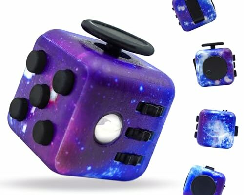 Bytor Fidget Toy Cube, Cube Fidget Anxiety Relief Toys for Adults and Kids, 6 Sided Fidget Toys Cube Hand-Held for Adults, Audible/Silent Fidget Toys for ADD/ADHD/OCD