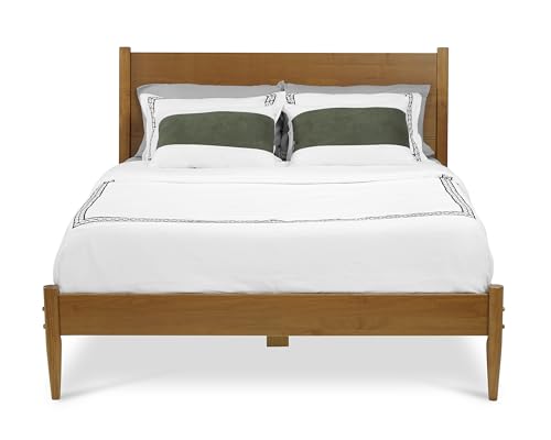 Camaflexi Mid Century Solid Wood Platform Bed Queen Size ‐ Castanho Finish