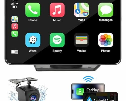 Capapro 7" HD Portable Carplay Wireless Touch Screen Double Din Car Stereo Compatible Apple Carplay and Android Auto with GPS Navigation, Voice Control, Mirror Link, Bluetooth