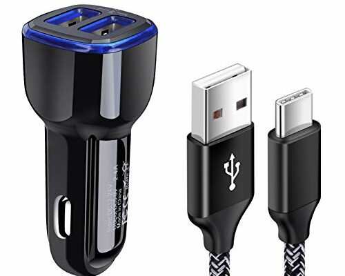 C Car Phone Charger, Dual Port Car Charger Adapter with Fast Charge Type C Charging Cord Compatible for Motorola Moto G Pure/G Play/G Power/G9/G8/G7/G7 Plus/G7 Play/G7 Power/G6/G6 Plus/Z4/Z3 Z2 Play