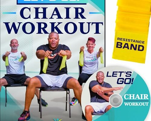 Chair Exercises for Seniors DVD + Band. Fun seated exercise videos. Chair workouts for seniors DVD. Chair aerobics for seniors DVD. Resistance bands DVD workout Videos for women, men, beginners.