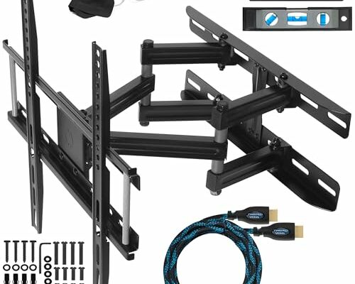 Cheetah APDAM3B Dual Articulating Arm TV Wall Mount fits 32-65" TVs, Newer Displays up to 83", 115lbs VESA 400 and 16" Studs, Low 2.7" Profile Extends to 14", Full Motion Tilt Swivel Mounting Bracket