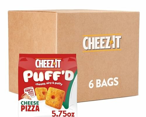 Cheez-It Puff'd Cheesy Baked Snacks, Puffed Snack Crackers, Lunch Snacks, Cheese Pizza (6 Bags)