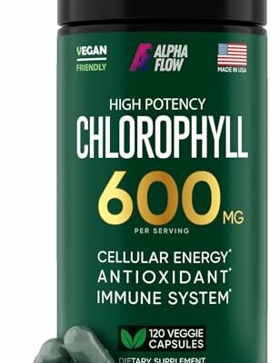 Chlorophyll Capsules 600 mg - Natural Chlorophyll Pills for Women & Men - Highly BioAvailable Chlorophyll Supplement for Energy, Immunity, Skin + Internal Deodorant