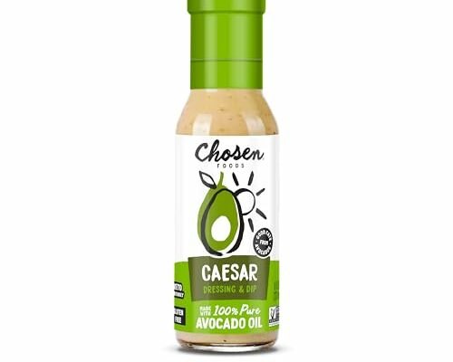 Chosen Foods Avocado Oil-Based Caesar Dressing and Marinade, Keto Diet Friendly, Gluten & Dairy Free, Low-Carb Sauce (8 oz)