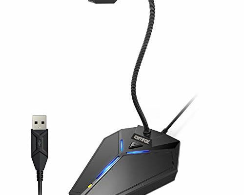 CMTECK USB Computer Microphone, Plug &Play Desktop Omnidirectional Condenser PC Laptop Mic, Mute Button with LED Indicator, Compatible with Windows/Mac, Ideal for YouTube, Skype, Recording