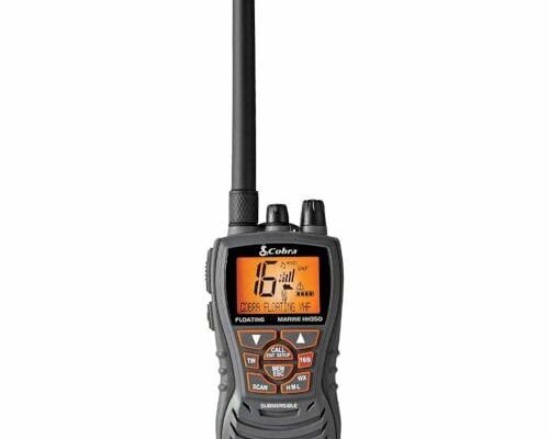 Cobra MR HH350 FLT Handheld Floating VHF Radio - 6 Watt, Submersible, Noise Cancelling Mic, Backlit LCD Display, NOAA Weather, and Memory Scan, Grey