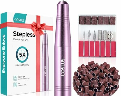 COSLUS Electric Nail Drill File Professional: for Acrylic Gel Dip Powder Nails Portable Nail Drill Machine Kit Manicure Pedicure Tools Polishing Set with Nail Drill Bits Sanding Bands