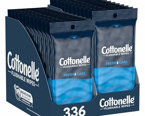 Cottonelle Fresh Care On-The-Go Flushable Wet Wipes, Adult Wet Wipes, 24 On-The-Go Pack, 14 Wipes Per Pack (336 Total Wipes), Packaging May Vary