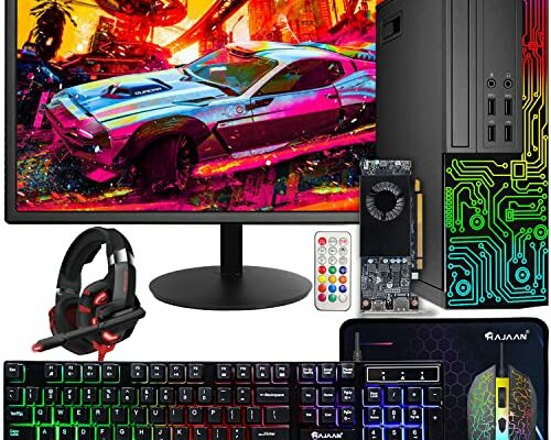 Dell Gaming OptiPlex Desktop RGB Computer PC, Intel Core i7, AMD RX 550 4GB GDDR5, 16GB RAM, 512GB SSD, 24 Inch HDMI Monitor, RGB Keyboard Mouse and Headset, WiFi, Windows 10 Pro (Renewed)