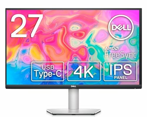 Dell S2722QC 27-inch 4K UHD (3840 x 2160) Monitor, 60Hz, 8MS (Normal Mode), AMD FreeSync, 99% sRGB, Built-in Dual Integrated Speakers, 1.07 Billion Colors, 2x HDMI, 2x USB 3.2, USB C, Platinum Silver