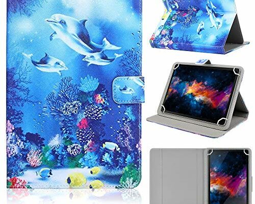 DETUOSI Universal 8.0 inch Tablet Case, 8.7 inch Tablet Cover, Travel Portable Protective Folio PU Leather Stand Shell Case【with 4 Fixed Rings】for All Kinds of 8.0-8.7 inch Android/iOS/Windows Tablets