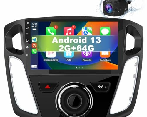 EagleNav Car Stereo [2GB+64GB] for Ford Focus 2012-2017, 9 inch Touch Screen Android 13 Radio with Bluetooth GPS Wireless CarPlay Andriod Auto