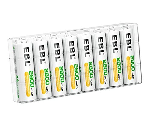 EBL Pack of 8 AA Batteries 2800mAh High Capacity Precharged Ni-MH AA Rechargeable Batteries