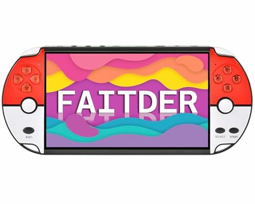 FAITDER - Elf Ball 7.1" Retro Handheld Portable Game Console, 16GB ROM, Support for Linux Open Source System, PSP Dual Joystick Operation, Built-in Free 10000 + Games, Wireless Joystick Support