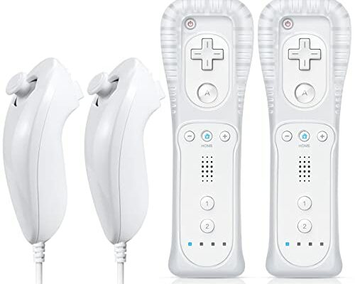 FASIGO Wii Remote with Nunchuck, Wii Controller with Nunchuck, Compatible with Nintendo Wii/Wii U, 2 Pack