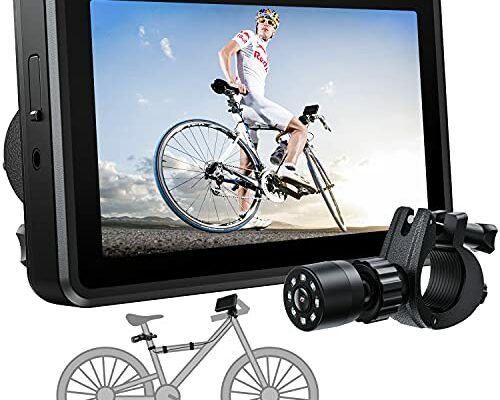 FEISIKE Handlebar Bike Mirror, Bicycle Rear View camera with 4.3'' HD Night Vision Function, 145° Wide Angle View, Adjustable Rotatable Bracket, Compatible with Bicycle, Mountain, Road Bike