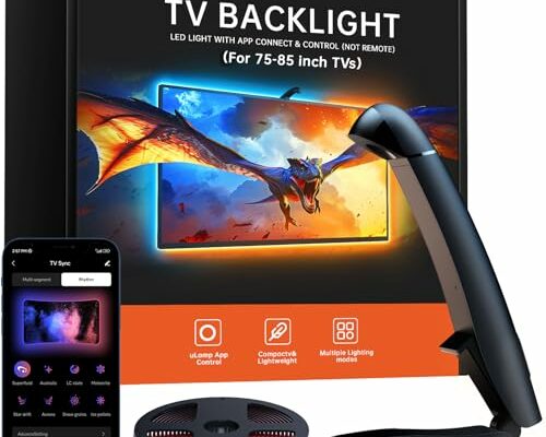 FFJ TV Lights That Change with TV, 18ft Cuttable TV LED Backlight for 75-85 Inch Screen and PC Monitor, TV Backlight with Sensor, Smart App Control, Game & Music Sync Color Changing Lights