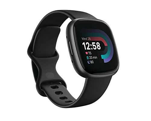 Fitbit Versa 4 Fitness Smartwatch with Daily Readiness, GPS, 24/7 Heart Rate, 40+ Exercise Modes, Sleep Tracking and more, Black/Graphite, One Size (S & L Bands Included)