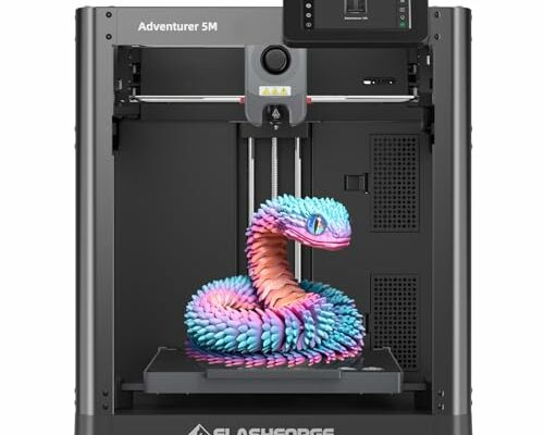 FLASHFORGE Adventurer 5M 3D Printer with Fully Auto Leveling, Max 600mm/s High Speed Printing, 280°C Direct Extruder with 3S Detachable Nozzle, Core XY All Metal Structure, Print Size 220x220x220mm