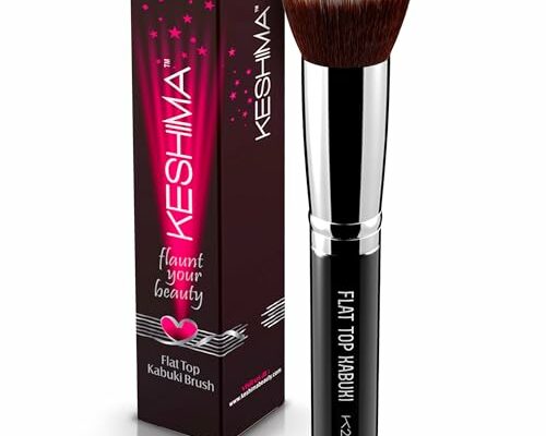 Flat Top Kabuki Foundation Brush By KESHIMA - Premium Makeup Brush for Liquid, Cream, and Powder - Buffing, Blending, and Face Brush, 1.2" Top Diameter