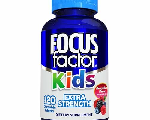 Focus Factor Kids Extra Strength Daily Chewable for Brain Health Support, 120 Count – Vitamins - Quality Formula – Gluten & Dairy Free Supplements for Children – No Artificial Sweetener