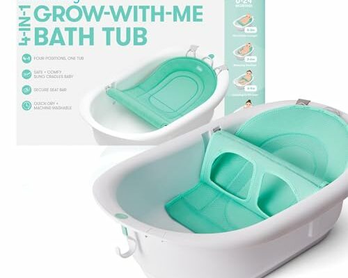 Frida Baby 4-in-1 Grow-with-Me Baby Bathtub, Baby Tub for Newborns to Toddler with Removable Bath Seat & Backrest for Bath Support in Tub