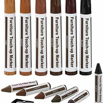 Furniture Repair Kit Wood Markers - Set of 13 - Markers and Wax Sticks with Sharpener Kit, for Stains, Scratches, Wood Floors, Tables, Desks, Carpenters, Bedposts, Touch Ups, and Cover Ups