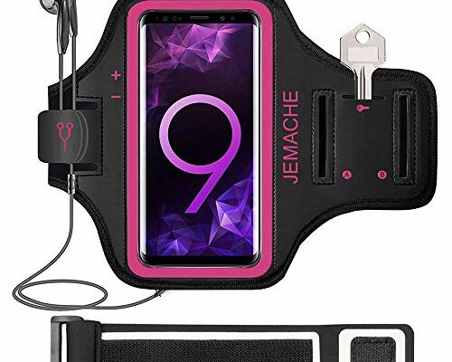 Galaxy S10 S9 S8 Armband, JEMACHE Gym Running Exercises Workouts Phone Arm Band for Samsung Galaxy S10/S9/S8/S7 Edge (Rosy)