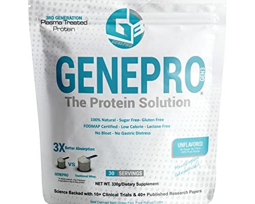 GENEPRO GEN. 3 Unflavored Protein Powder - New Formula - Lactose-Free, Gluten-Free, & Non-GMO Whey Isolate Supplement Shake (3rd Generation, 30 Servings)