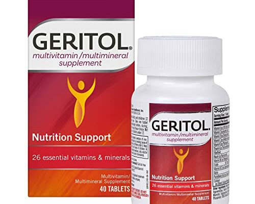 Geritol, Multivitamin Supplement, Contains B-Vitamins, Antioxidants, Vitamins C, E & D and Iron, 26 Essential Vitamins and Minerals, Gluten-Free, Non-GMO, No Artificial Sweeteners, 40 Tablets