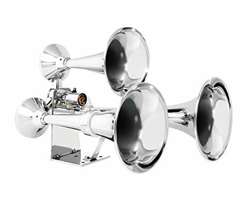 GG Grand General 69991 Chrome Heavy Duty 12/24V Train Horn with Triple Brass Trumpet for Superior Sound