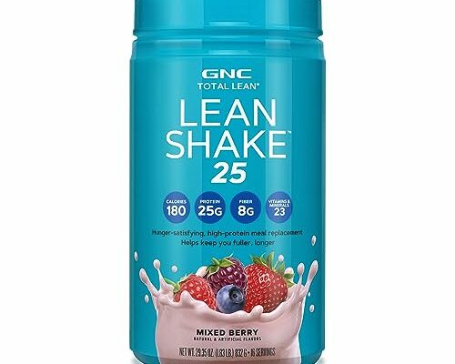 GNC Total Lean | Lean Shake 25 Protein Powder | High-Protein Meal Replacement Shake | Mixed Berry | 16 Servings