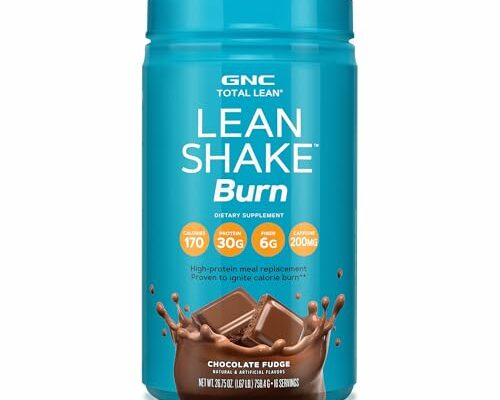 GNC Total Lean Shake Burn Protein Powder | Hunger Satisfying, High Protein Blend, Proven to Burn 3X More Calories | Chocolate Fudge | 16 Servings