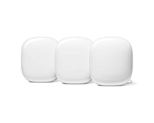 Google Nest WiFi Pro - 6E - Reliable Home Wi-Fi System with Fast Speed and Whole Home Coverage - Mesh Router - 3 Pack - Snow